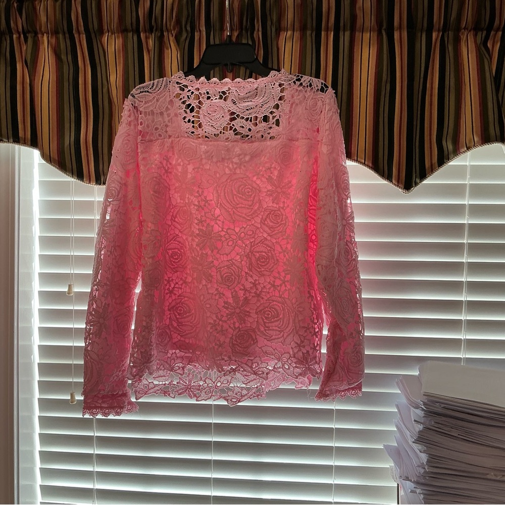 Elegant Pink Lace Women's Top
